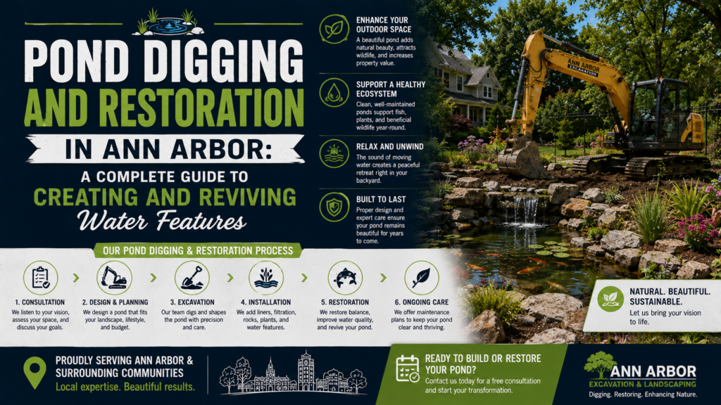 Pond Digging and Restoration in Ann Arbor: A Complete Guide to Creating and Reviving Water Features